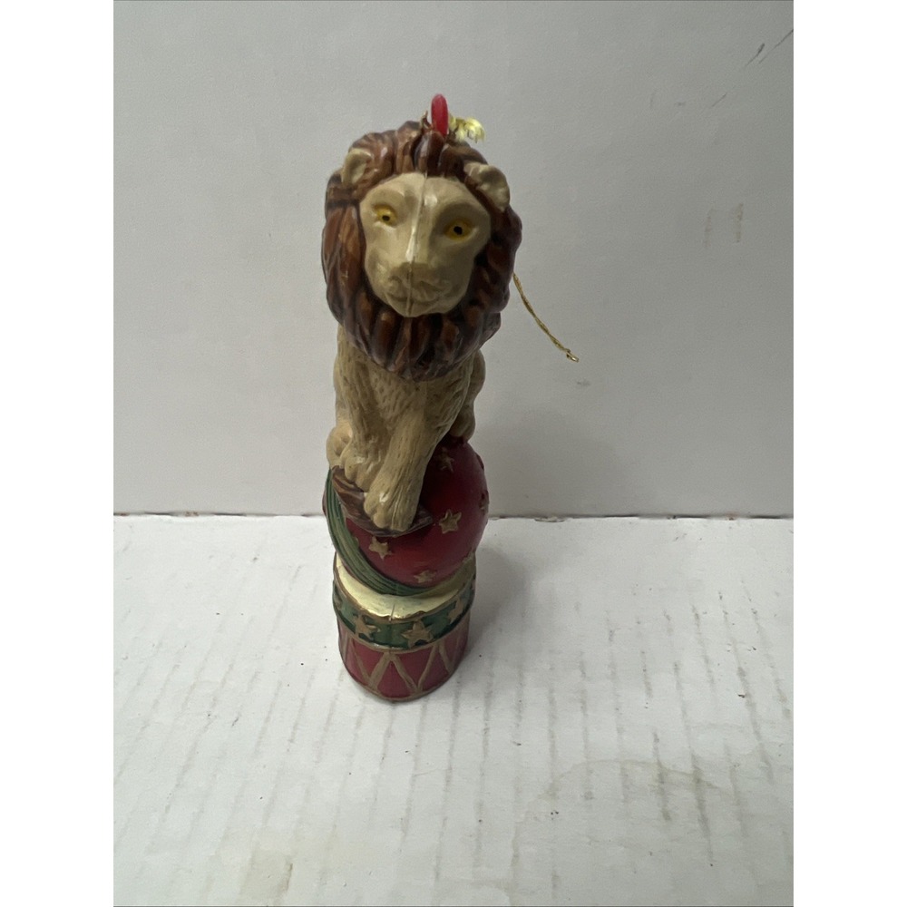 Christmas Kurt Adler Circus Lion on Stand Hard Plastic Ornament